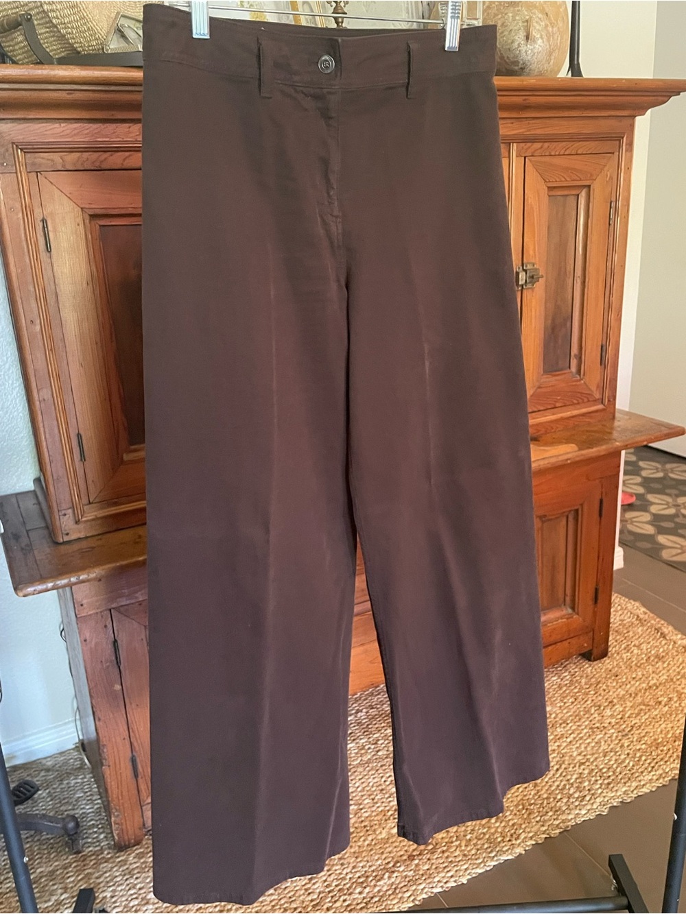 Banana Republic HighRise WideLeg Cotton Pants Chocolate Brown